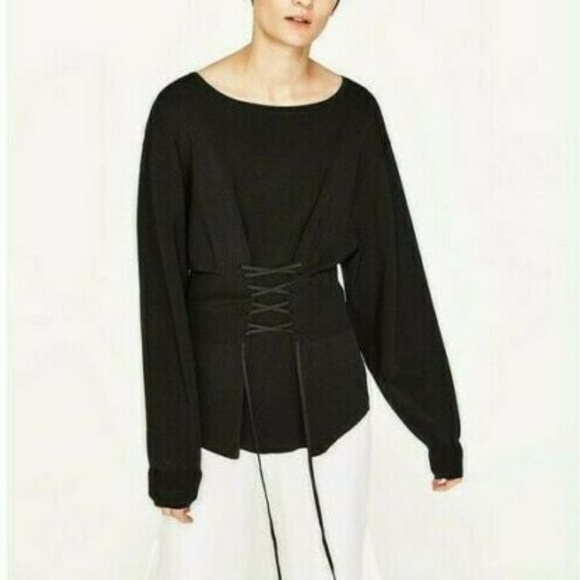 ZARA Heavy Bandage Knit Corset Sweater Top - Picture 3 of 3